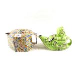 An Art Deco Chintz pottery pot and a Lingard Old Woman in Shoe teapot