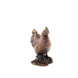 A miniature solid Bronze of a Chicken,