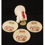 A boxed Royal Doulton Bernard Matthews White Turkey and three 1902 Coronation plates