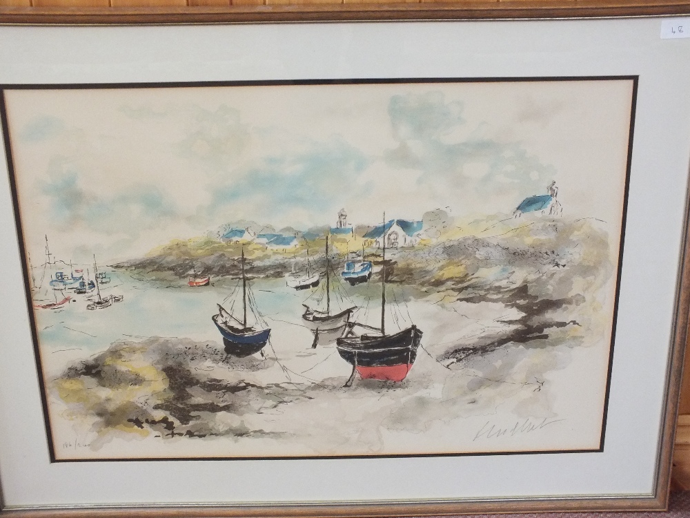 A pair of original limited edition Urbain Huchet lithographs 'Le Petit Port' No.