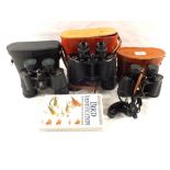 Three cased pairs of binoculars to include Green Katg 8x40, Zenith 8x50,