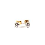 A pair of two coloured Gold Diamond earrings in rub over setting, estimated total weight 0.