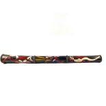 A Didgeridoo with carved and painted bird and crocodile decoration,