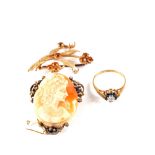 A 9ct Gold Citrine and Pearl brooch,
