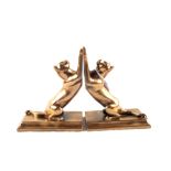 A pair of bronzed Cat bookends,