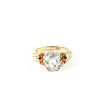 A 9ct Gold Citrine and white stone ring,