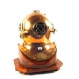 A modern Copper and Brass Navy diving helmet, mark V,