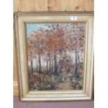 An oil on board of an autumn landscape by Alfred Fox,