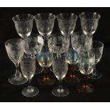 Victorian grape leaf engraved glasses,