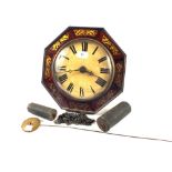 A 19th Century octagonal Rosewood wall clock with Brass inlays and bell