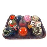 Various glass paperweights including Medina