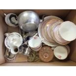 A Sheridan rose decorated tea set and Silver plate etc