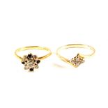 An 18ct Gold stone set ring and a 9ct Gold stone set ring