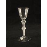 A Georgian wine glass with conical bowl,