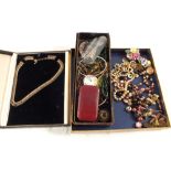 Various items of costume jewellery including a Gold bar brooch (as found)