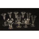 A set of four 19th Century slice cut cordial glasses and other 19th Century glasses