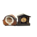 Black slate and Walnut mantel clocks