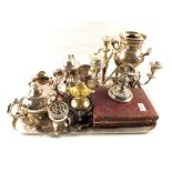 A selection of Silver plate including tea set,