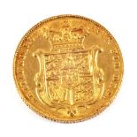 A George IV sovereign, 1825, shield back,