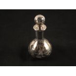 A glass scent flask with overlaid Silver cladding,