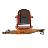 A Victorian Mahogany swing toilet mirror and a wooden yoke