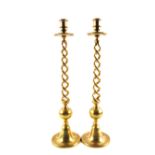 A pair of Victorian Brass barley twist church candlesticks,