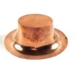 An unusual Victorian seamed oval Copper jelly mould in the form of a flared hat and engraved with