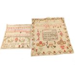 An unframed alphabet sampler by Eliza Dunwell, aged 7, 1831 and another 19th Century alphabet,