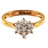 A 9ct Gold Diamond flower ring,