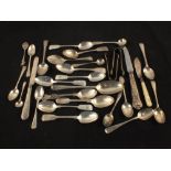 Various Georgian and other Silver spoons and cutlery