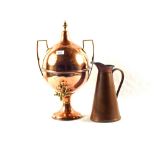 A Copper and Brass tea urn plus a Copper jug