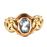 A 9ct Gold blue stone set ring,