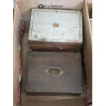 A 19th Century music box and workboxes etc,