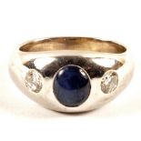 An 18ct White Gold star Sapphire and Diamond ring,