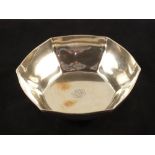 A Tiffany octagonal Silver bowl with monogram and original bag, No.