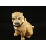 A pottery Pug dog tobacco jar