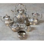 A Silver Spirit kettle plus a five piece tea set by Reed & Barton Co, New York, marked Sterling, No.