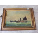 Oil on board of a steam and sail boat LT1011, signed G.