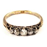An 18ct Gold five stone Diamond ring,