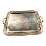 A Silver plated tea tray with monogram