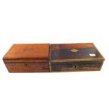 A Victorian Mahogany box containing two clock movements and two others,