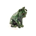 A green glazed Bretby Bulldog with bandaged eye,