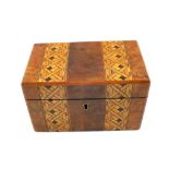 A 19th Century inlaid Walnut two compartment tea caddy