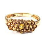 A 9ct Gold ring set with multiple Citrines,