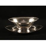 A hammered Silver plated oval bowl on stand by Albany Art Galleries, Albany, New York, No.