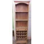 A Pine open shelf with wine rack