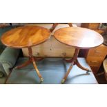 A pair of reproduction Yew wooden tripod tables