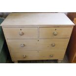 A Pine chest of two short and three long drawers