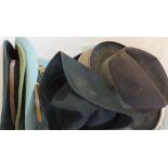 A collection of 'Western' style hats with a pair of boots (boxed)