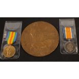 A WWI BWM and Victory medals with Memorial Plaque to 911236 GNR Frederick William Gardiner RFA,